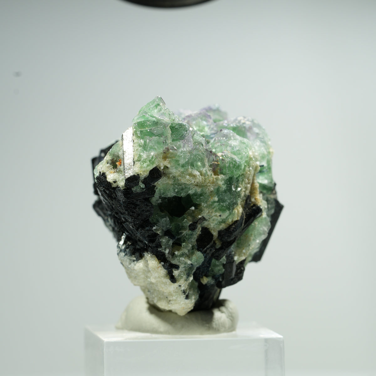 Cube de Fluorite fantôme, Tourmaline Schorl, Muscovite Erongo, Namibie 49*43*30mm #13470
