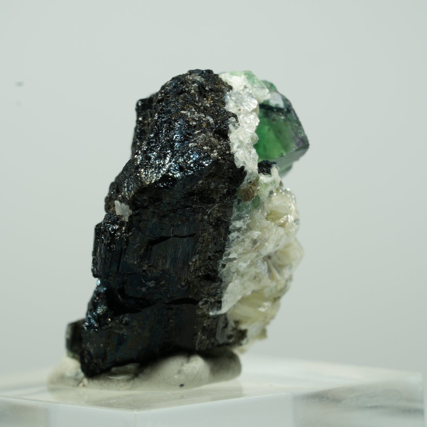 Phantom Fluorit Würfel, Schörl Turmalin, Muskovit Stufe Erongo Namibia 13*13*8mm #13500