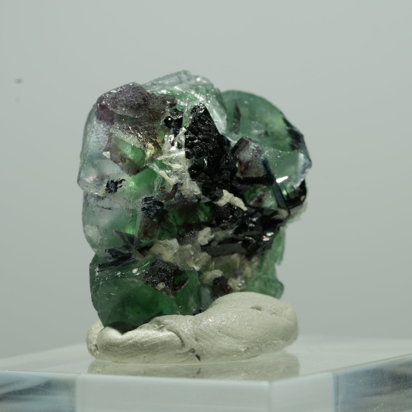 Phantom Fluorit Würfel, Schörl Turmalin, Muskovit Erongo, Namibia 11*10*7mm #13507
