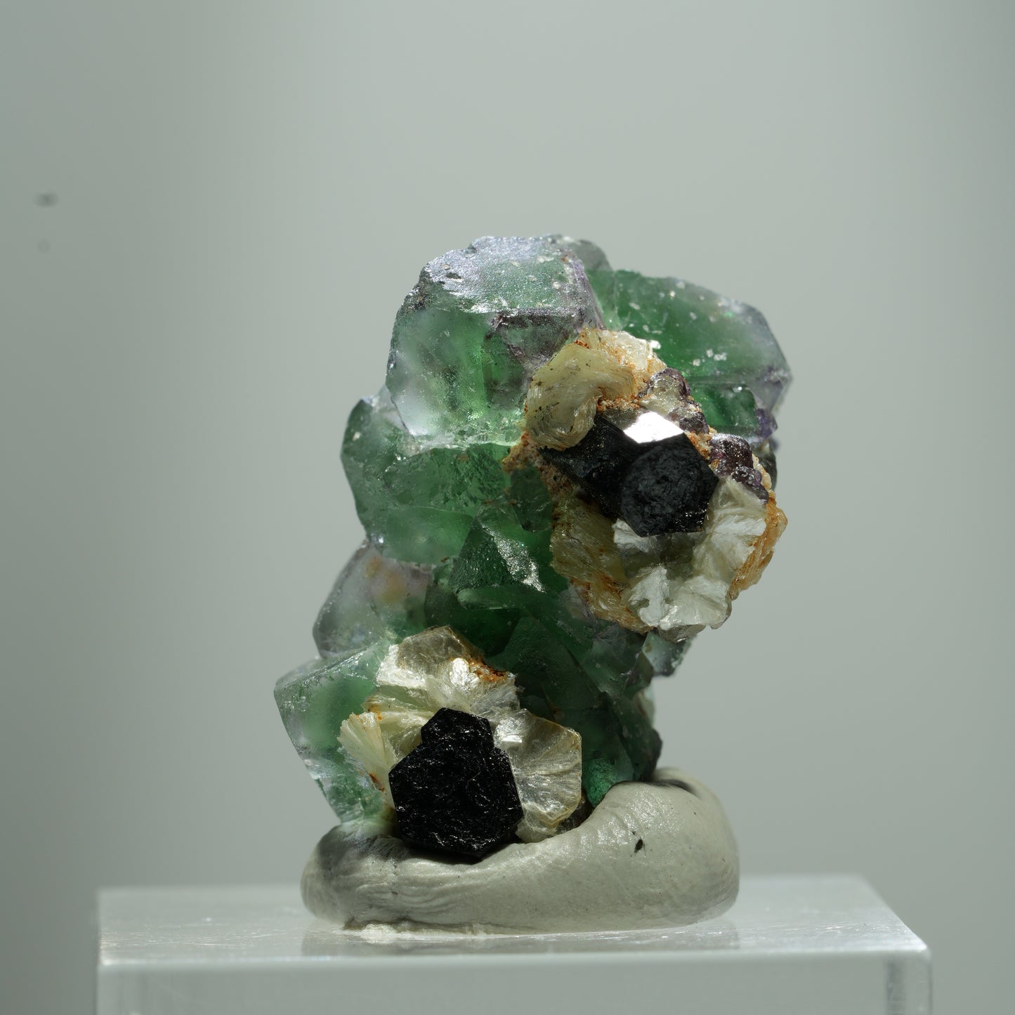 Phantom Fluorit Würfel, Schörl Turmalin, Muskovit Erongo, Namibia 13*10*8mm #13511