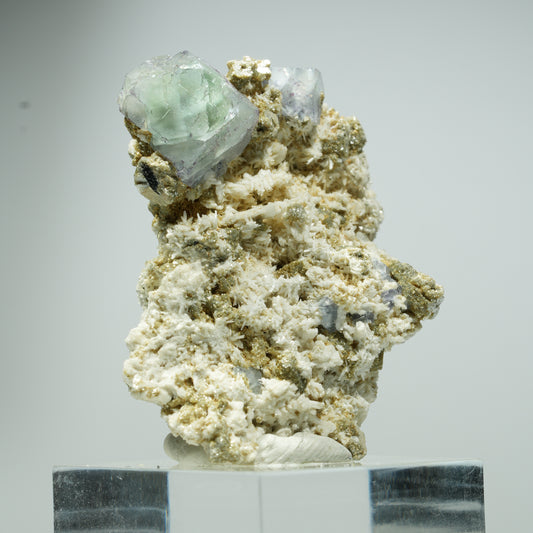 Seltene Phantom Fluorit, Orthoklas, Muskovit Stufe Erongo, Namibia 20*17*10mm #13537