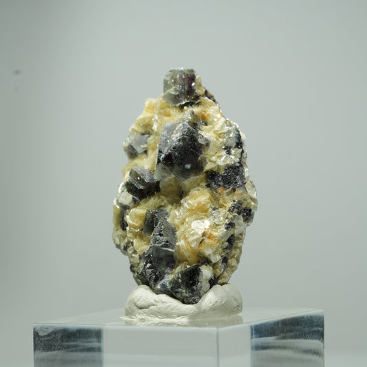 Bunte Phantom Fluorit Würfel, Schörl Turmalin, Muskovit Erongo, Namibia 18*11*11mm #13541
