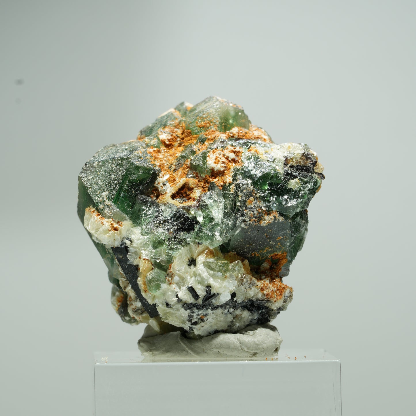Phantom Fluorit Würfel, Schörl Turmalin, Muskovit Erongo, Namibia 16*16*11mm #13544