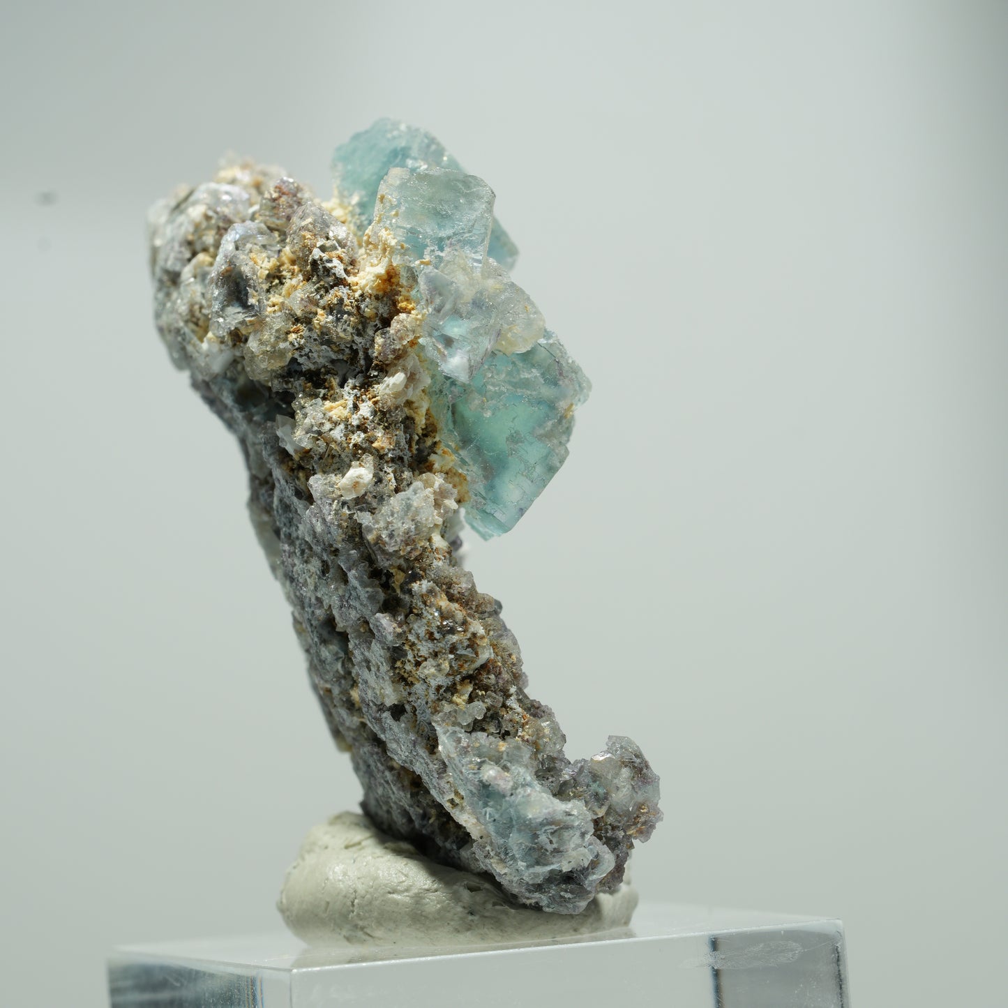 Seltene klare Phantom Fluorit Würfel, Quarz Stufe Erongo, Namibia 21*18*10mm #13561