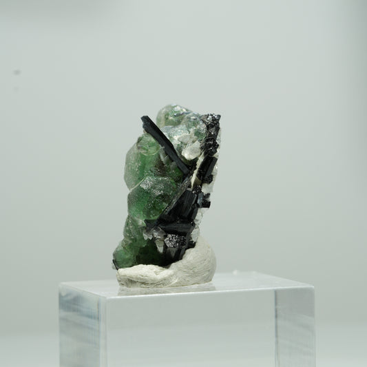 Phantom Fluorit Würfel, Schörl Turmalin, Muskovit Erongo, Namibia 13*9*6mm #13564