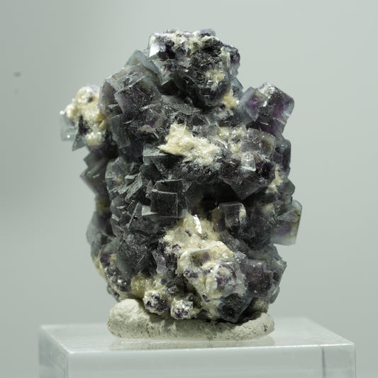 Bunte Phantom Fluorit Würfel, Muskovit Stufe Erongo, Namibia 16*14*10mm #13579