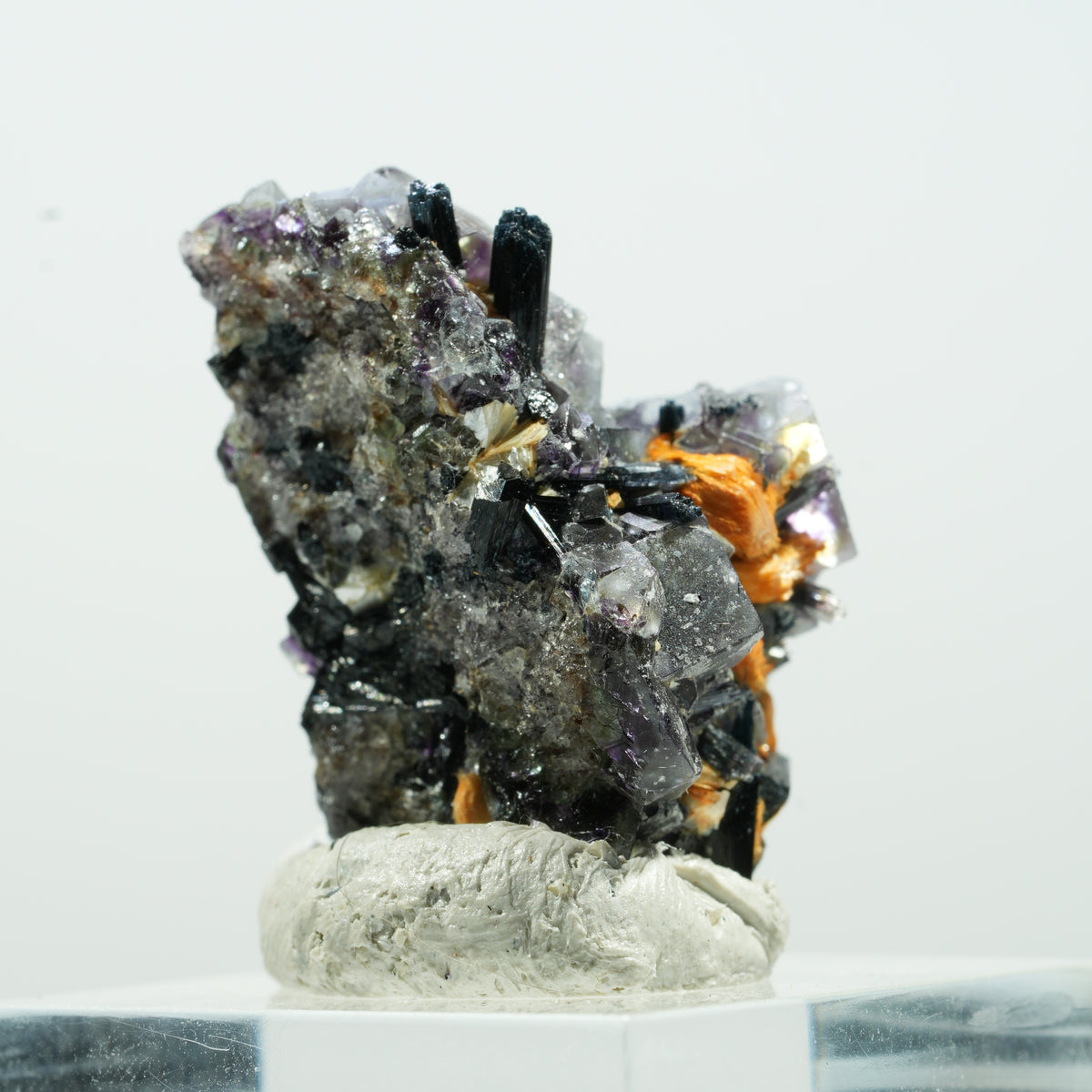 Bunte Phantom Fluorit Würfel, Schörl Turmalin, Muskovit Erongo, Namibia 15*11*10mm #13585
