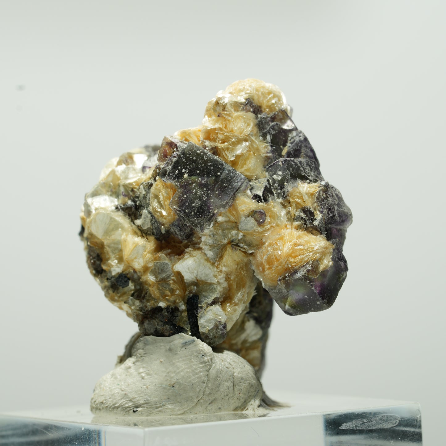 Bunte Phantom Fluorit Würfel, Schörl Turmalin, Muskovit Erongo, Namibia 29*28*26mm #13646