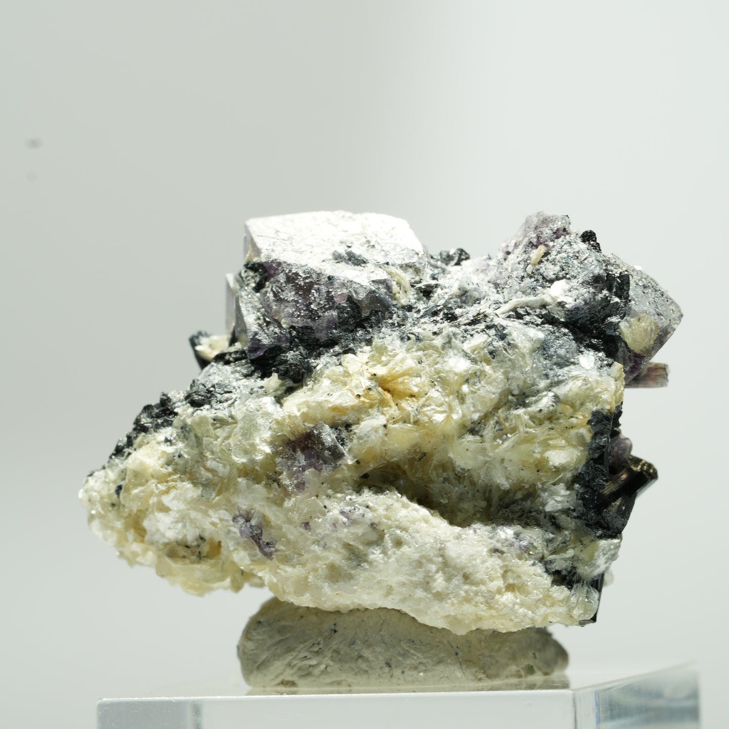 Bunte Phantom Fluorit Würfel, Schörl Turmalin, Muskovit Erongo, Namibia 37*28*26mm #13651