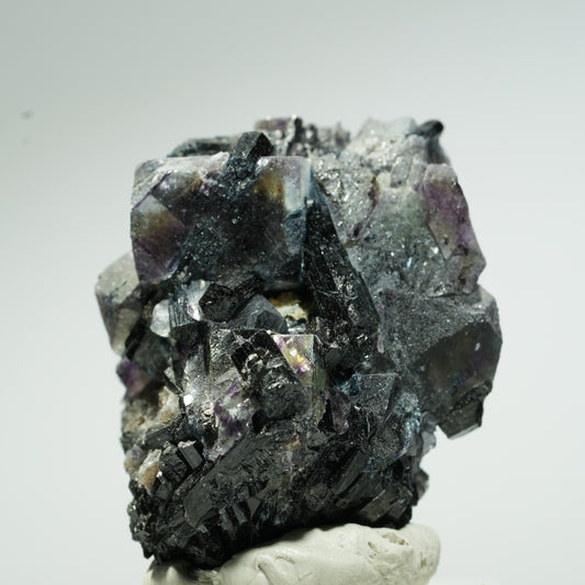 Bunte Phantom Fluorit Würfel, Schörl Turmalin, Muskovit Erongo, Namibia 44*31*29mm #13659