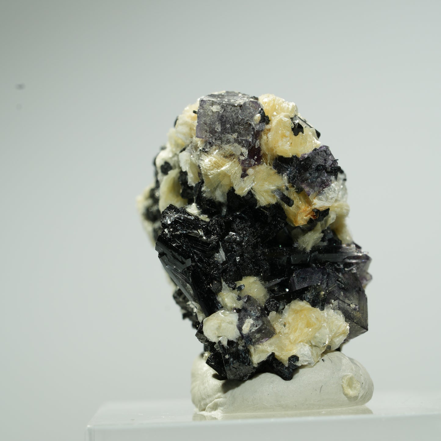 Bunte Phantom Fluorit Würfel, Schörl Turmalin, Muskovit Erongo, Namibia 26*22*19mm #13663