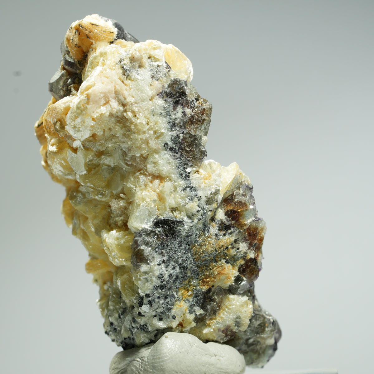Bunte Phantom Fluorit Würfel, Schörl Turmalin, Muskovit Erongo, Namibia 55*29*24mm #13674