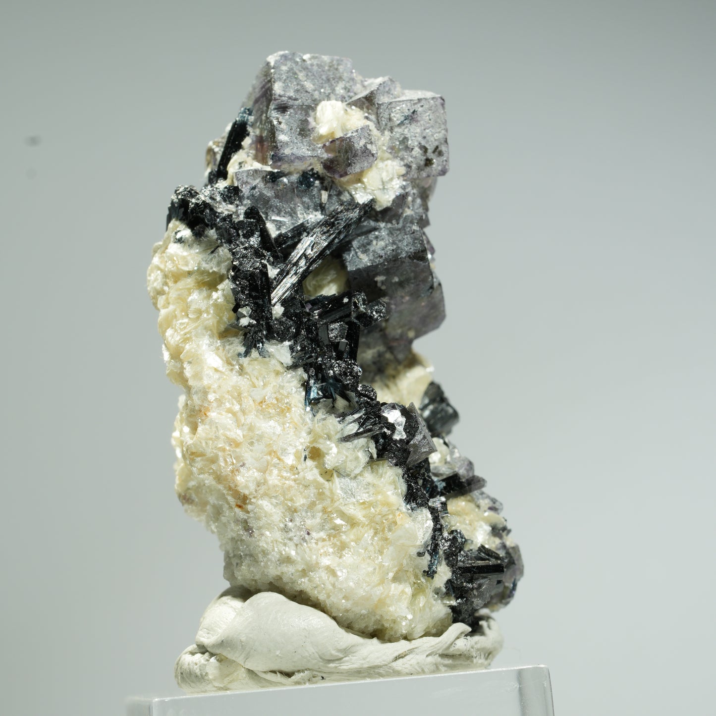 Bunte Phantom Fluorit Würfel, Schörl Turmalin, Muskovit Erongo, Namibia 47*32*29mm #13680