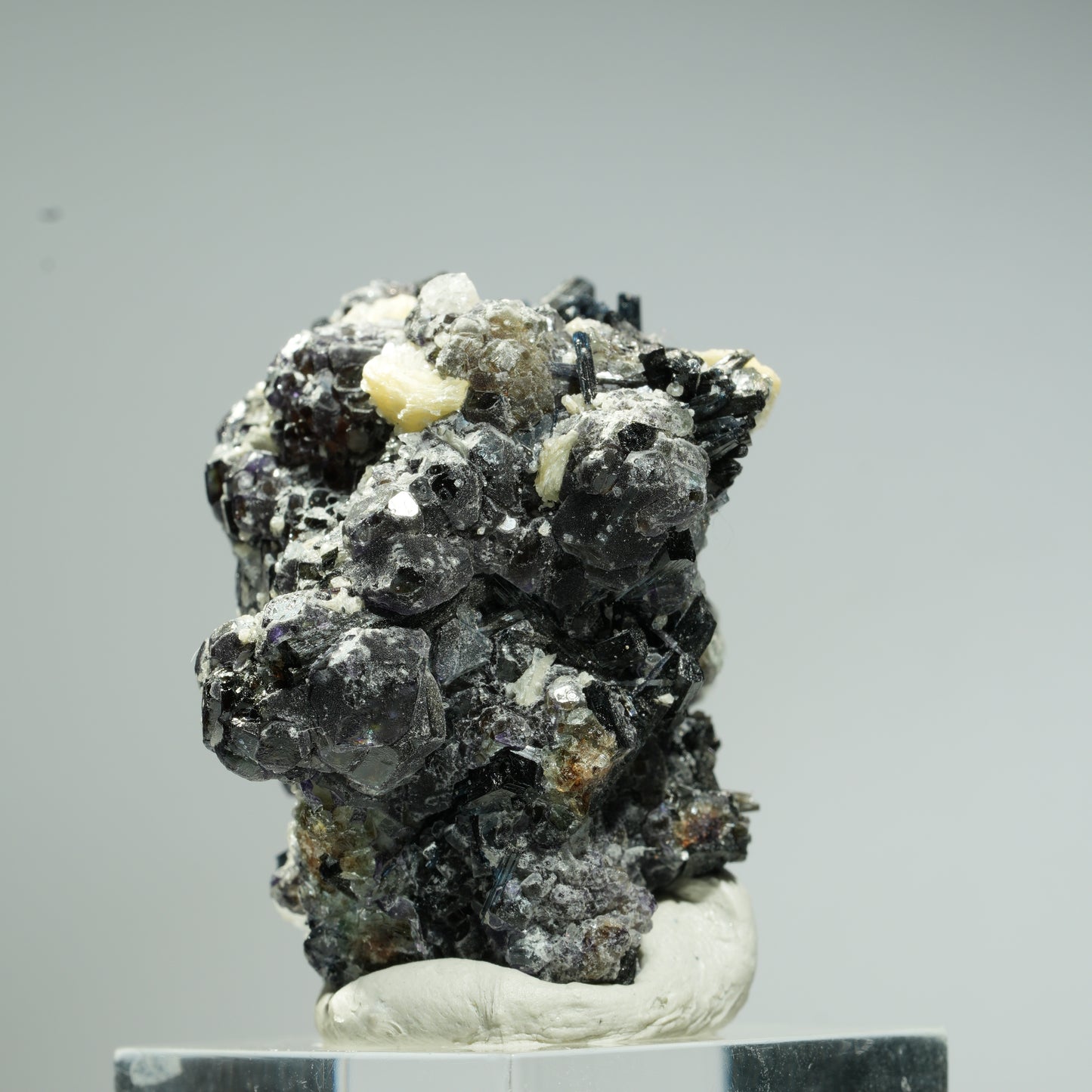 Bunte Phantom Fluorit, Schörl Turmalin, Hyalit Opal, Muskovit Erongo, Namibia 37*36*29mm #13684