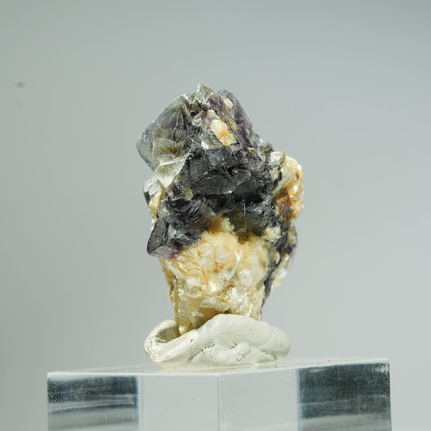 Bunte Phantom Fluorit Würfel, Schörl Turmalin, Muskovit Erongo, Namibia 34*25*18mm #13685