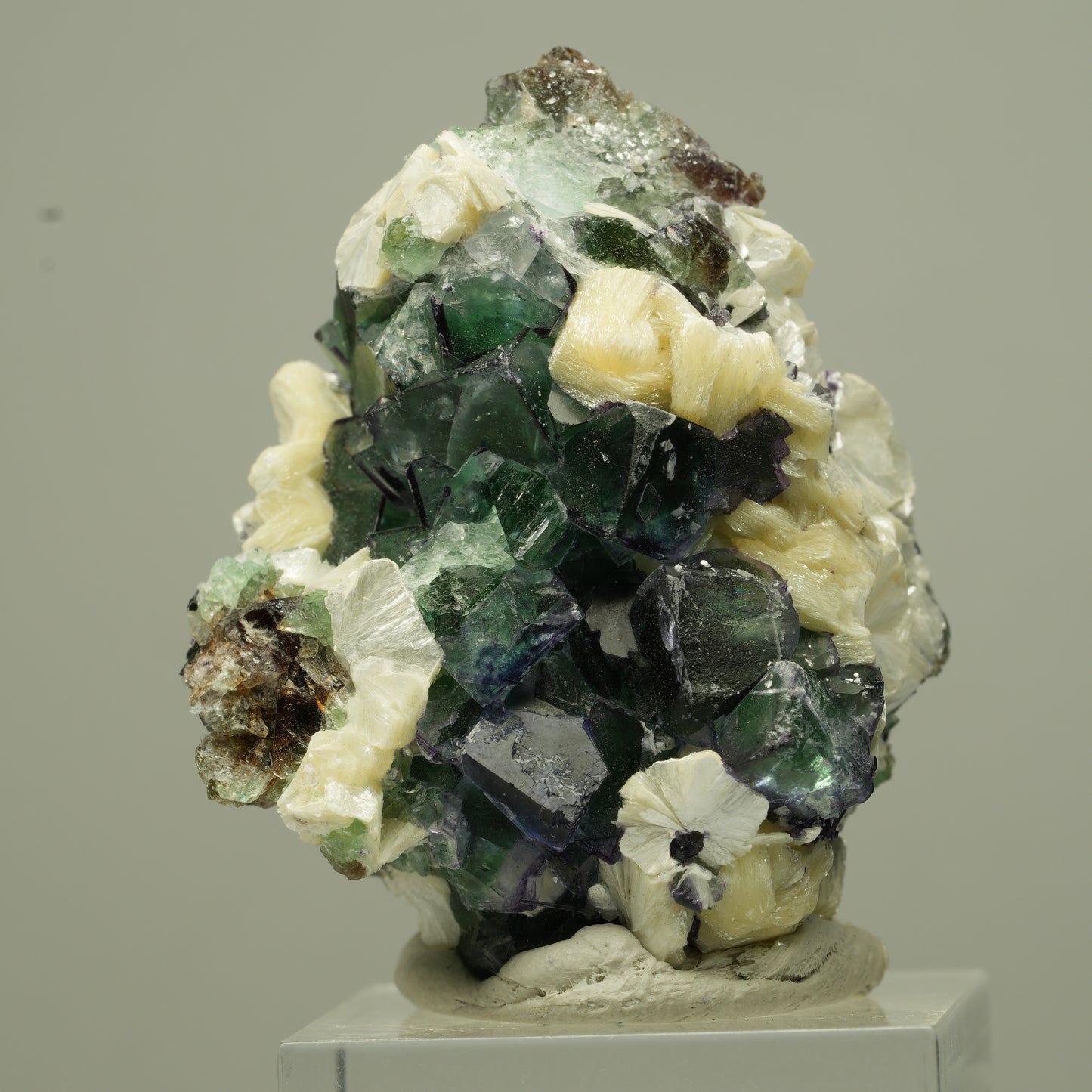 Phantom Fluorit Würfel, Schörl Turmalin, Muskovit Erongo, Namibia 45*32*29mm #13699