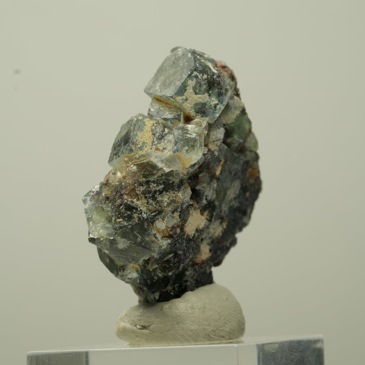 Seltene klare Phantom Fluorit Würfel, Quarz Stufe Okorusu, Namibia 38*31*17mm #13716