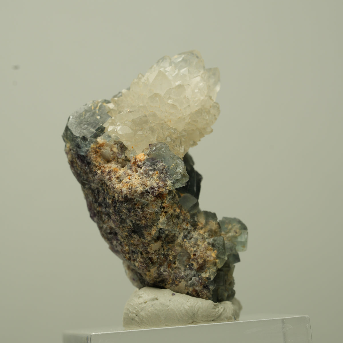 Seltene klare Phantom Fluorit Würfel, Quarz Stufe Okorusu, Namibia 35*25*24mm #13717