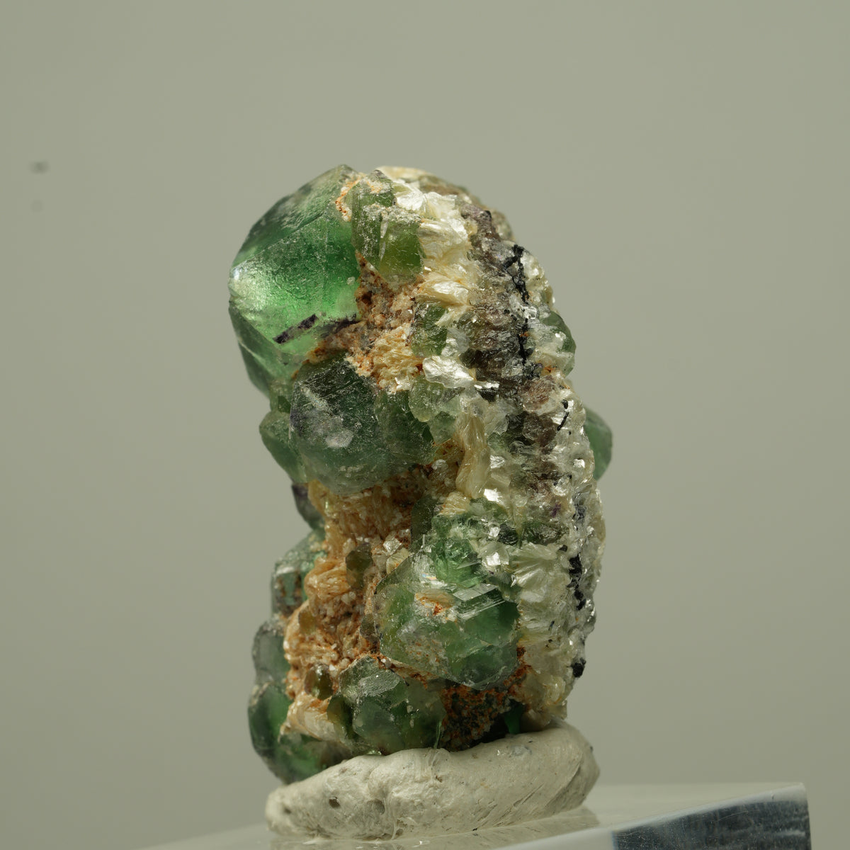 Phantom Fluorit hexagonal, Schörl Turmalin, Muskovit Erongo, Namibia 37*23*22mm #13721