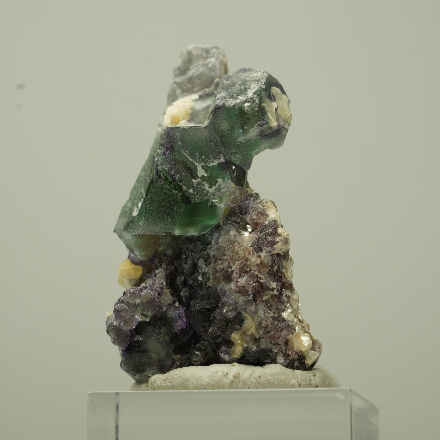 Phantom Fluorit hexagonal, Hyalit Opal, Muskovit Erongo, Namibia 41*23*21mm #13724