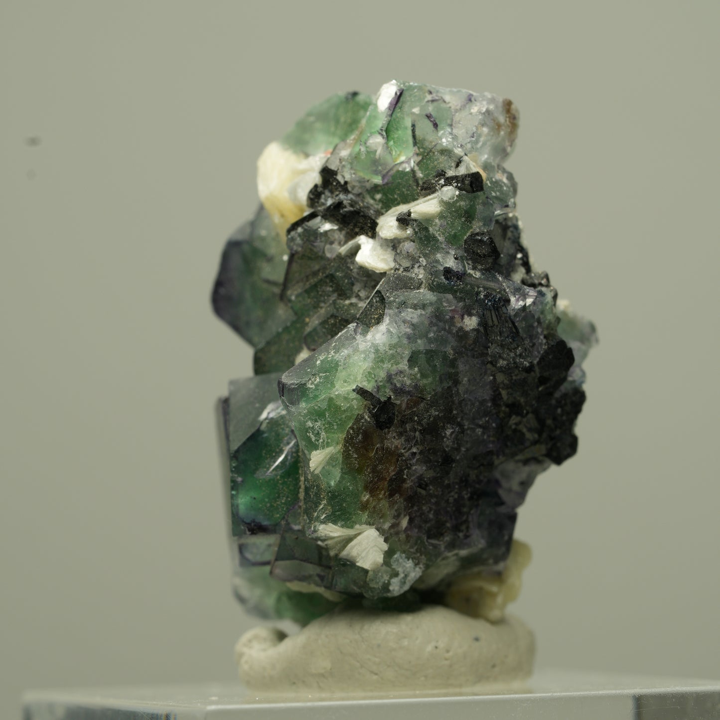 Phantom Fluorit Würfel, Schörl Turmalin, Muskovit Erongo, Namibia 31*21*19mm #13726