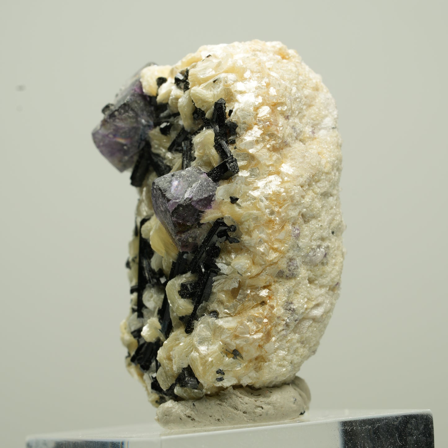 Bunte Phantom Fluorit Würfel, Schörl Turmalin, Muskovit Erongo, Namibia 37*24*21mm #13786