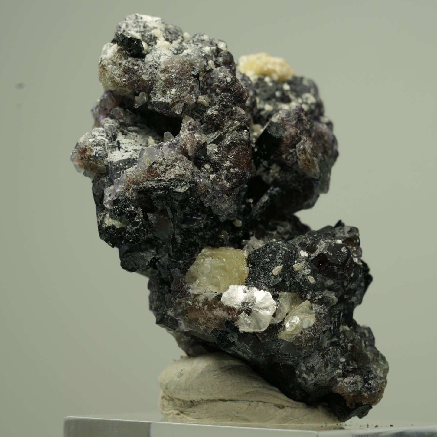 Bunte Phantom Fluorit, Schörl Turmalin, Hyalit Opal, Muskovit Erongo, Namibia 48*33*22mm #13799