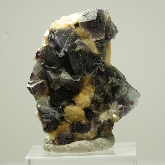 Bunte Phantom Fluorit Würfel, Schörl Turmalin, Muskovit Erongo, Namibia 40*30*22mm #13809