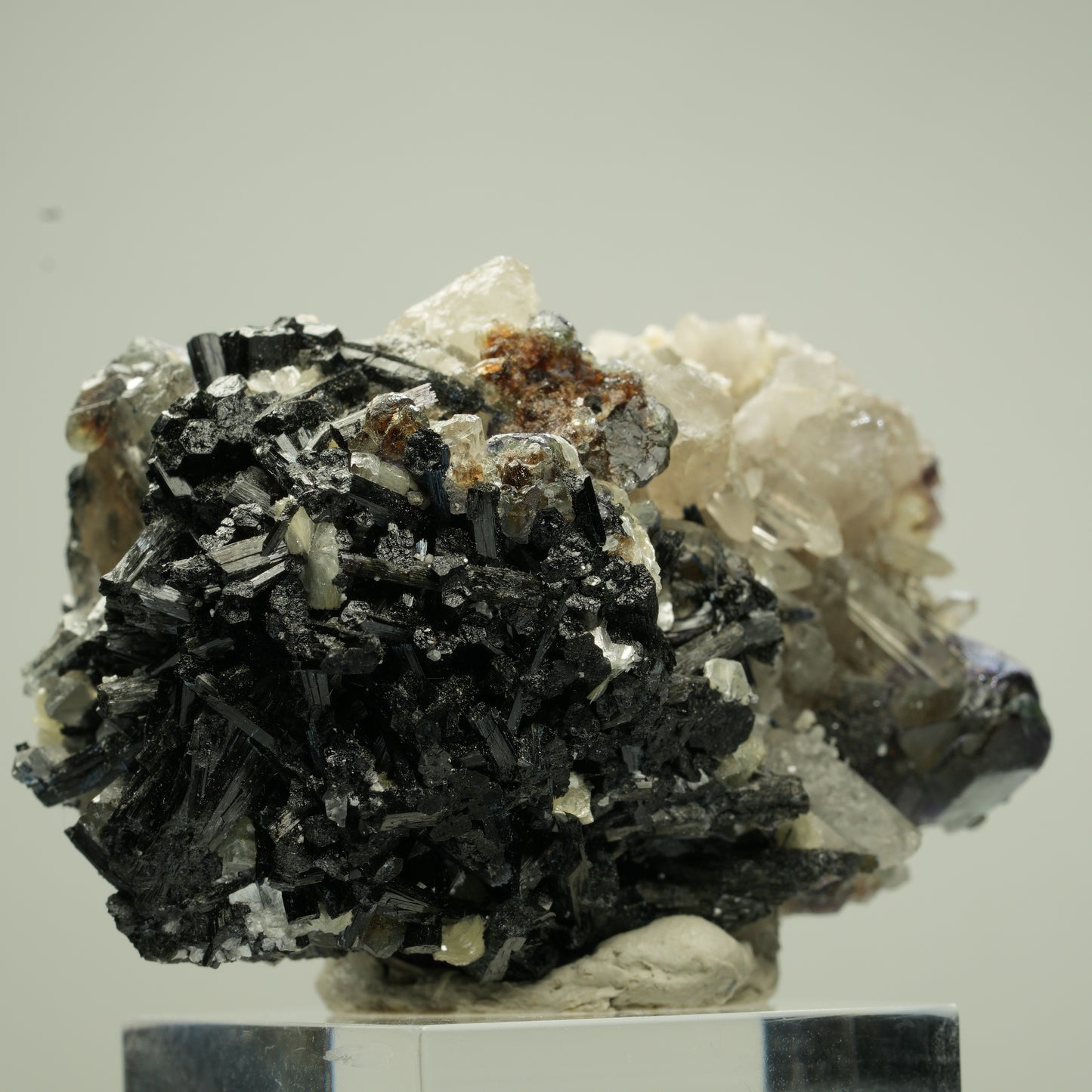 Bunte Phantom Fluorit, Schörl, Hyalit, Rauchquarz, Muskovit Erongo, Namibia 49*38*34mm #13813