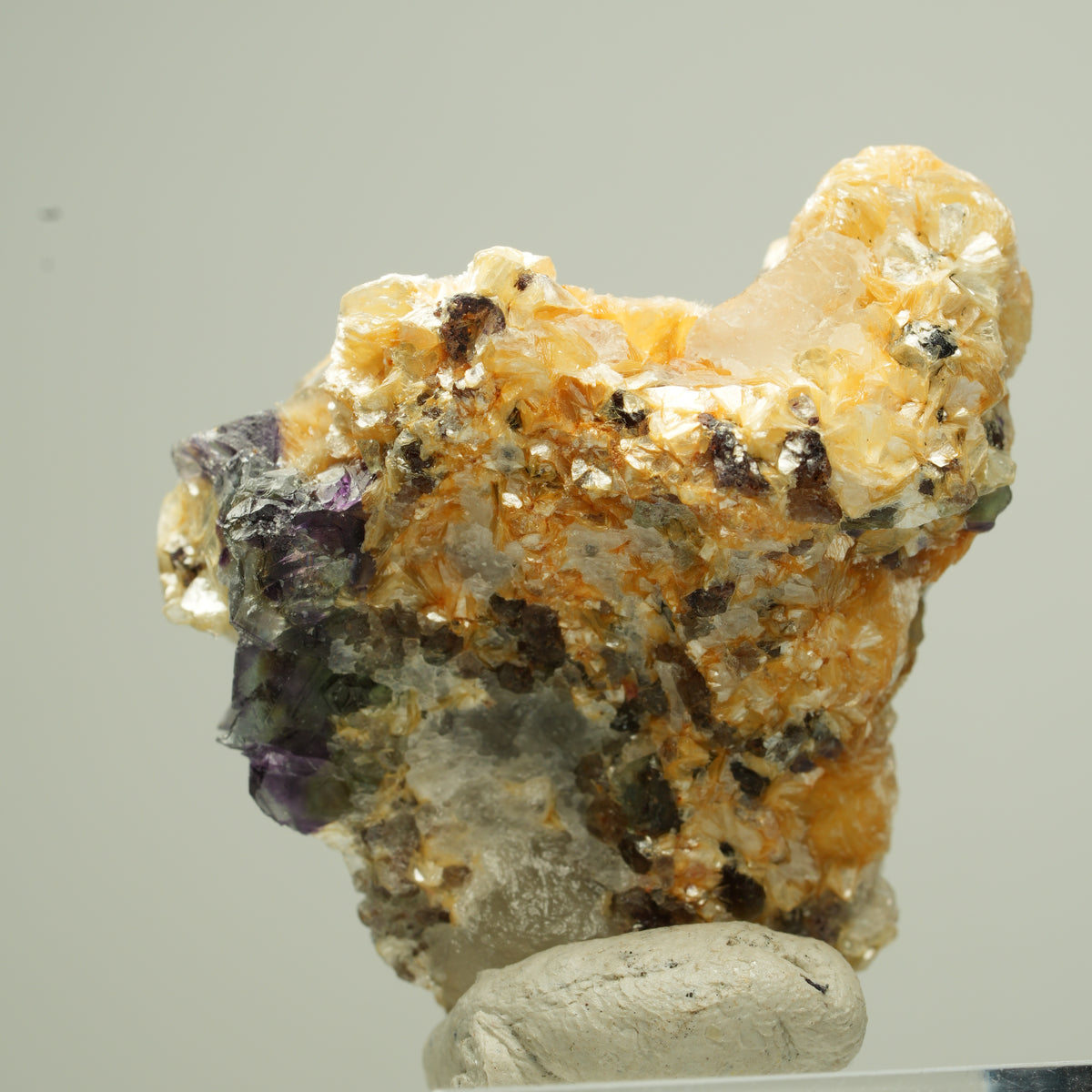 Bunte Phantom Fluorit, Schörl Turmalin, Muskovit, Rauchquarz Erongo, Namibia 33*28*19mm #13814