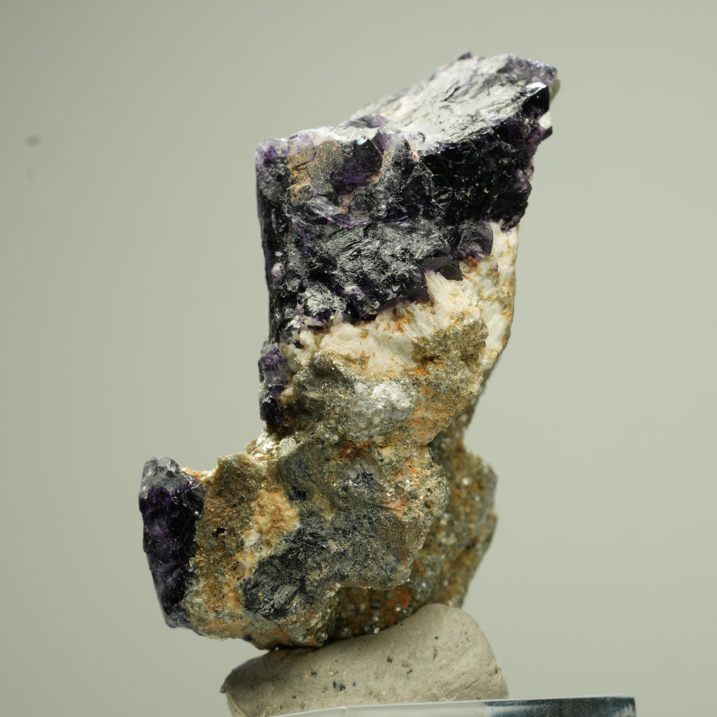 Bunte Phantom Fluorit Würfel, Schörl Turmalin, Muskovit Erongo, Namibia 50*26*24mm #13826
