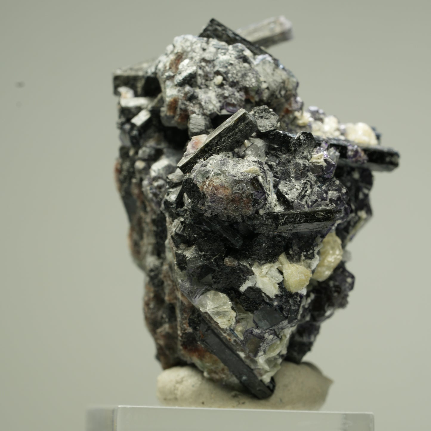 Bunte Phantom Fluorit, Schörl Turmalin, Hyalit Opal, Muskovit Erongo, Namibia 46*44*31mm #13832