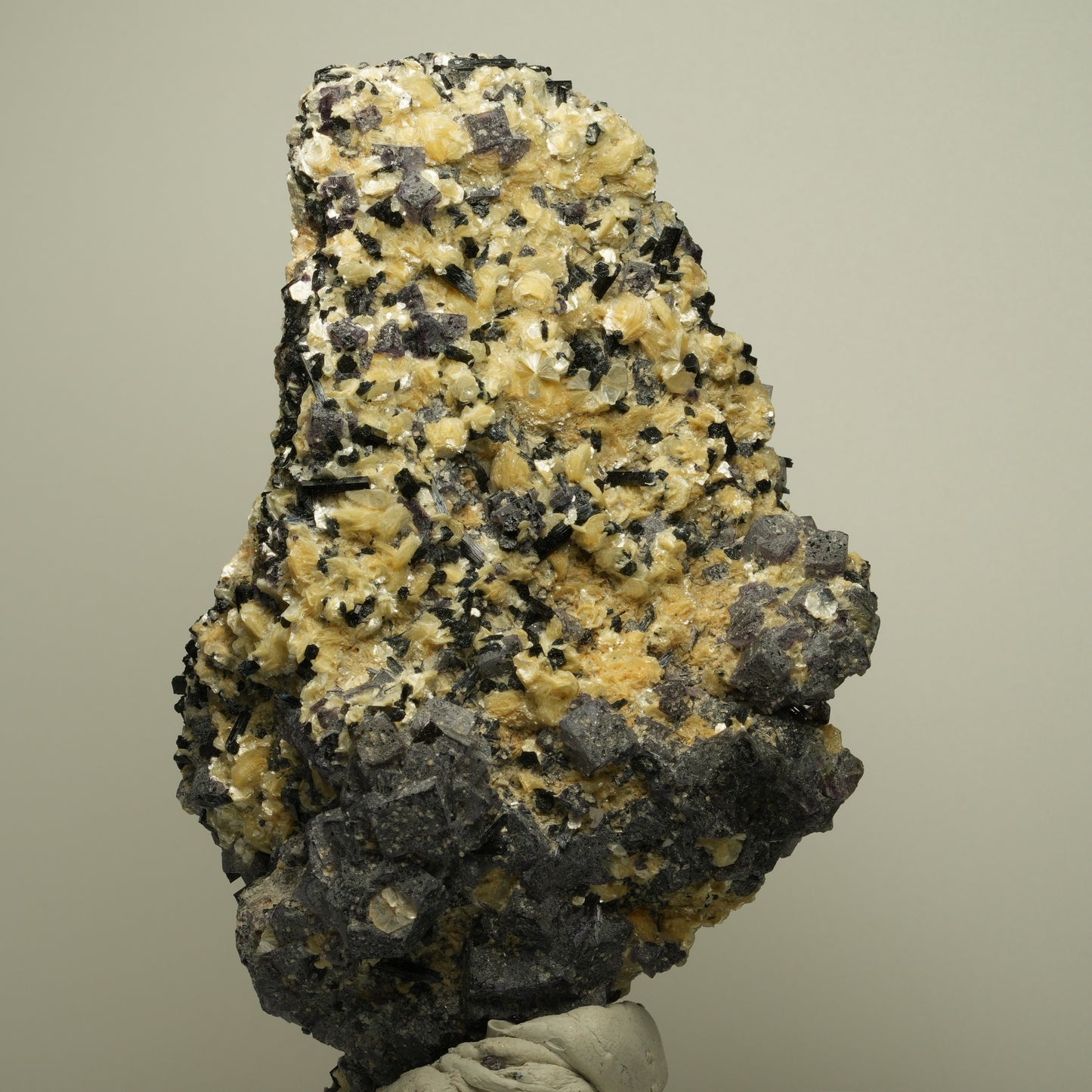 Bunte Phantom Fluorit Würfel, Schörl Turmalin, Muskovit Erongo, Namibia 126*86*51mm #13955