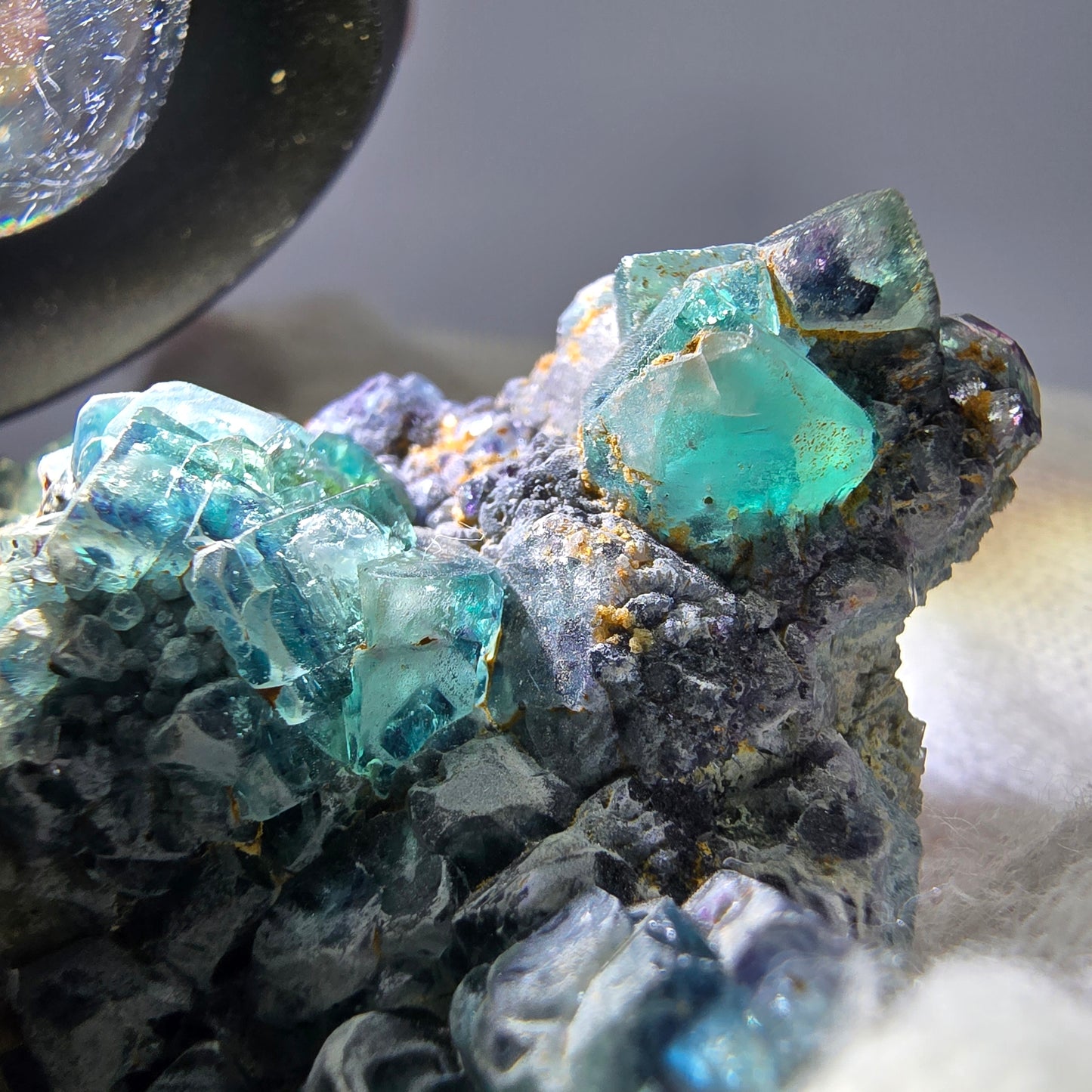 Cube de fluorite fantôme zonal, spécimen de tourmaline Schorl, Erongo, Namibie, 59 x 47 x 23 mm