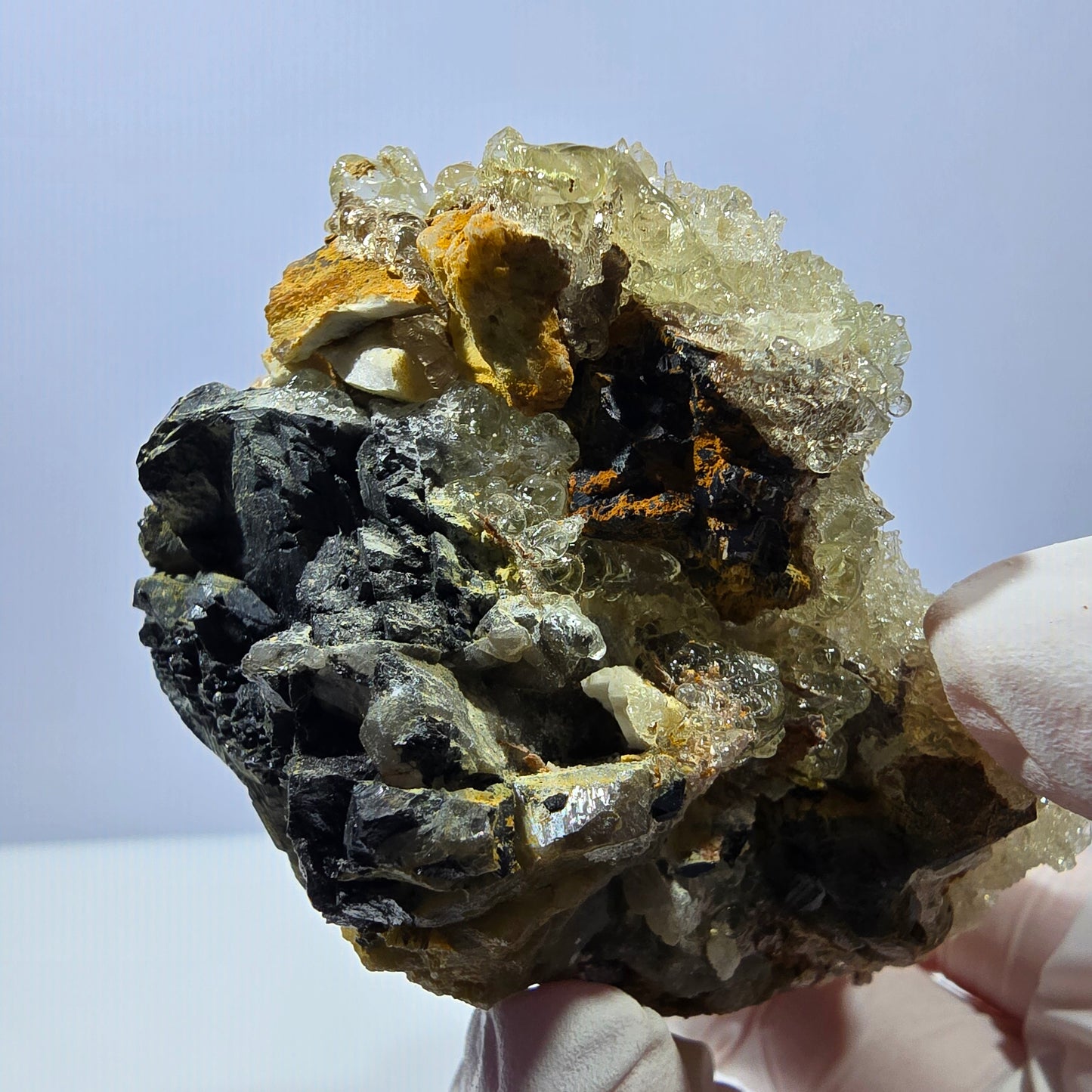 Seltene Hyalit Opal, Orthoklas, Schörl Turmalin Stufe Erongo, Namibia 83*56*53mm