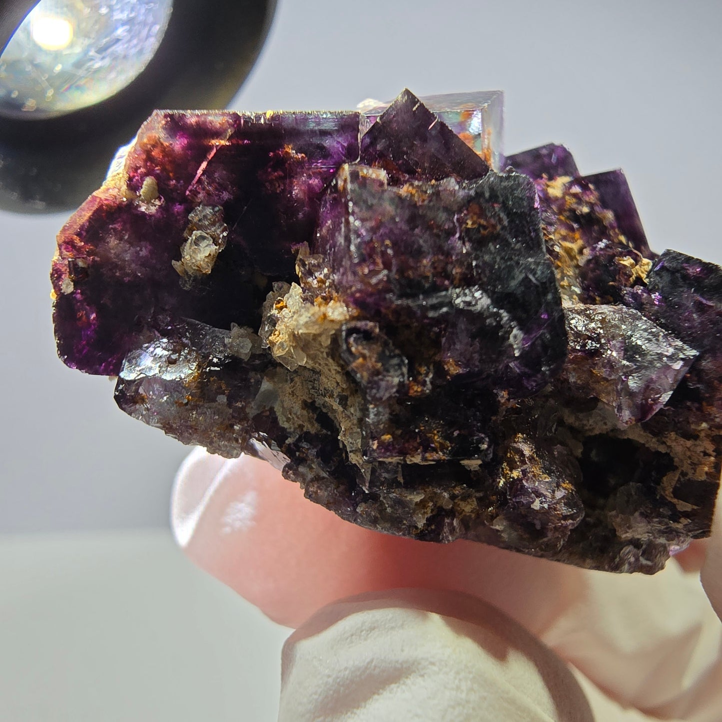 Rare spécimen de cube de fluorite fantôme, vert-violet, Okorusu, Namibie, 41 x 34 x 24 mm
