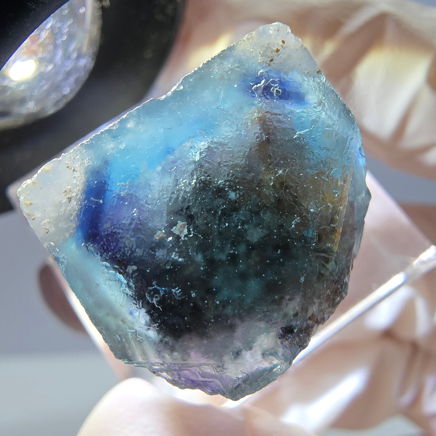 Phantom Fluorite cube parquetted, green purple Okorusu, Namibia 18*18*17mm