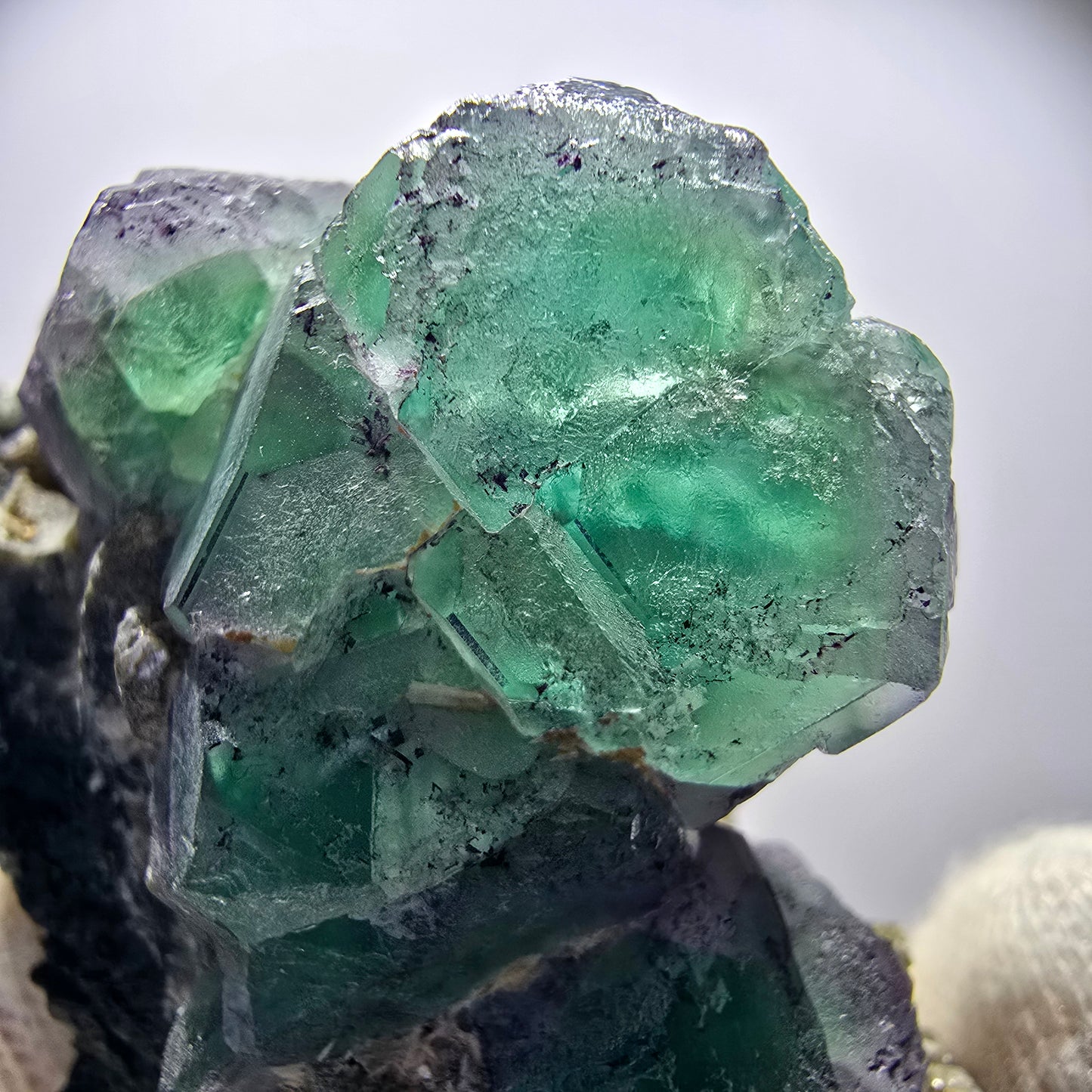 Phantom Fluorite zonal, Muscovite, Schorl Tourmaline specimen Erongo Namibia 62*48*33mm