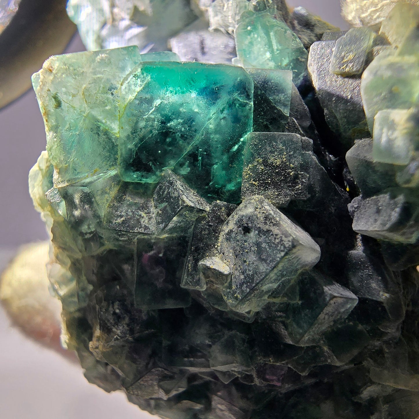 Cube de fluorite fantôme zonal, spécimen de tourmaline Schorl, Erongo, Namibie, 56 x 49 x 41 mm