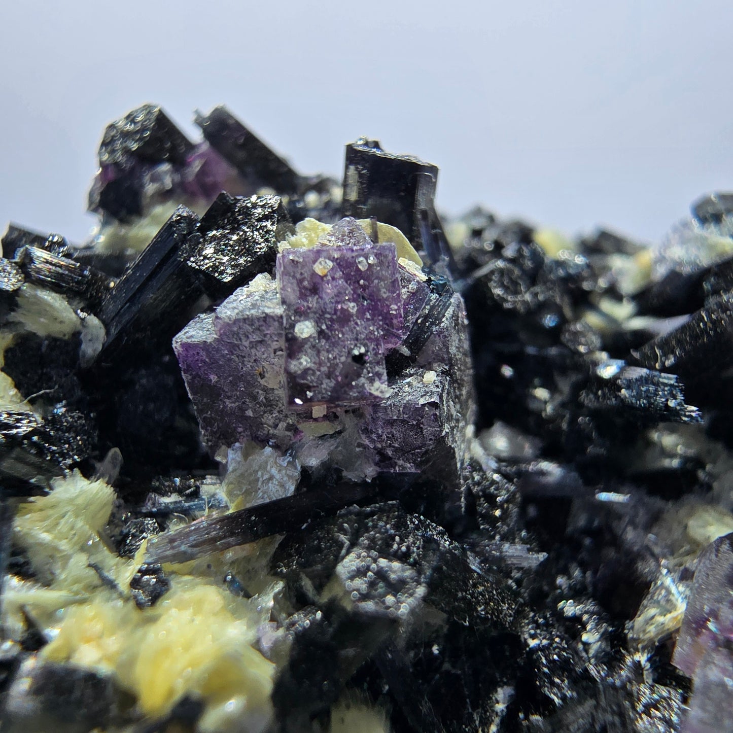 Colorful Phantom Fluorite Cubes Schorl Tourmaline Muscovite Erongo, Namibia 60*52*41mm