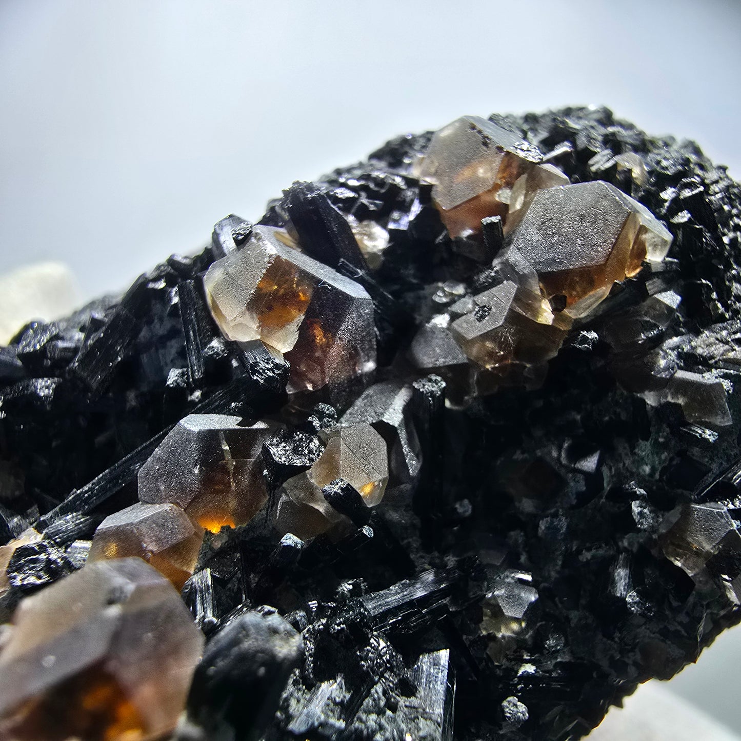 Phantom Fluorite Cube Brown, Schorl Tourmaline Specimen Erongo, Namibia 81*49*36mm