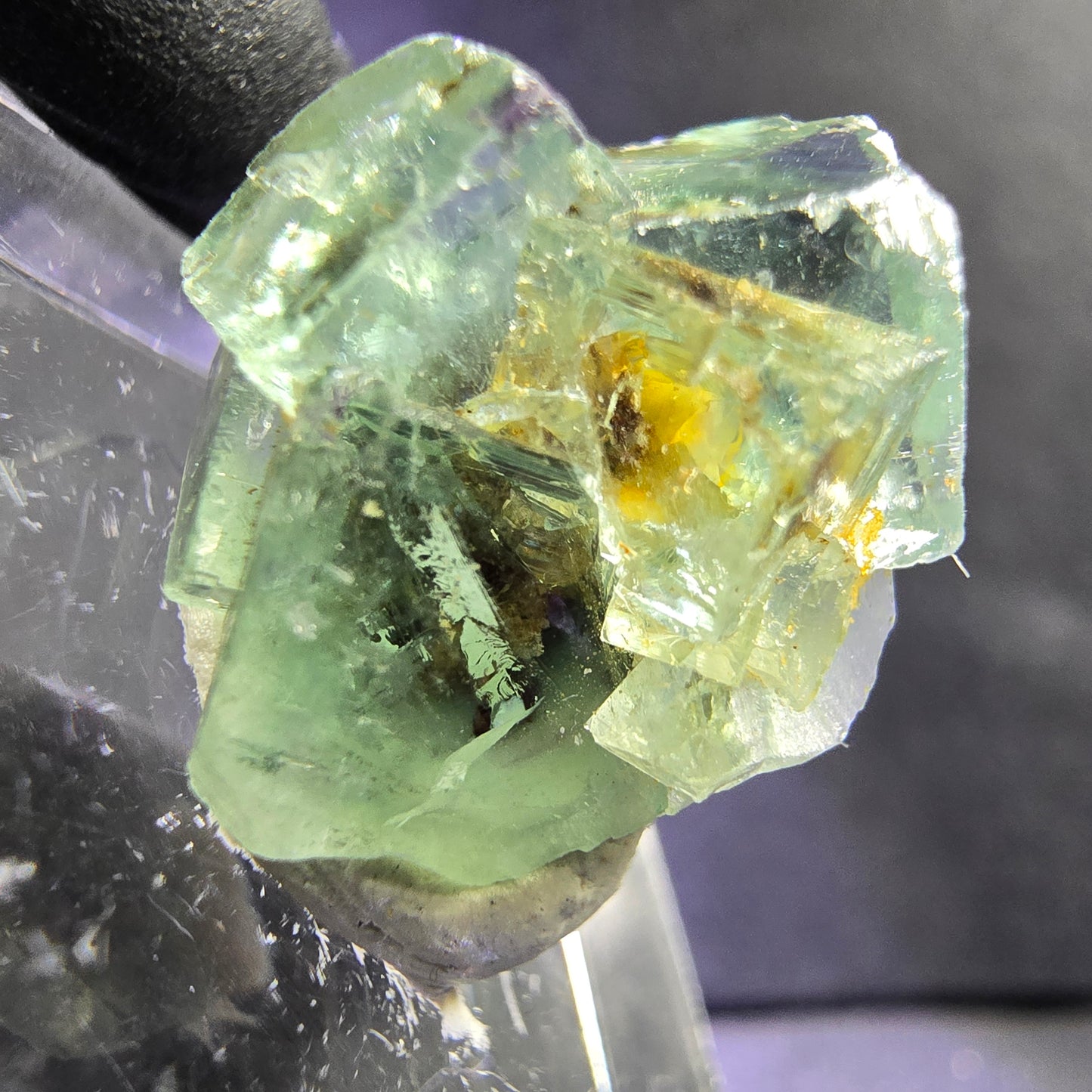 Seltene klare Phantom Fluorit XX Stufe mit Einschlüssen 19*15*9mm aus Okorusu, Namibia