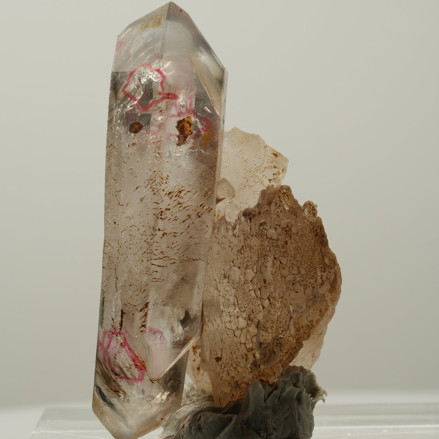Enhydro Phantom Rauchquarz Skelett Doppelender, 6x Blase Goboboseb, Namibia 52*27*27mm #14038