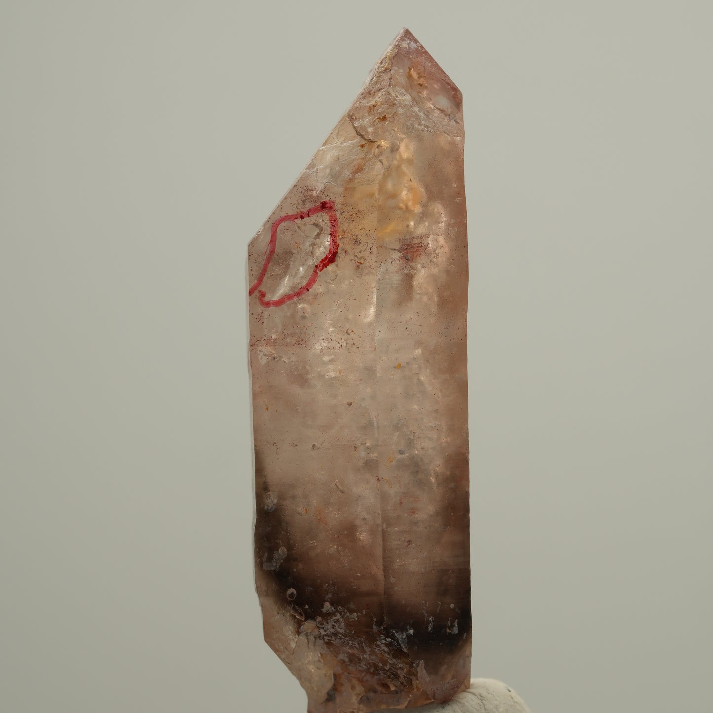 Enhydro Phantom Rauchquarz Skelett Doppelender, 1x Blase Goboboseb, Namibia 52*15*14mm #14044