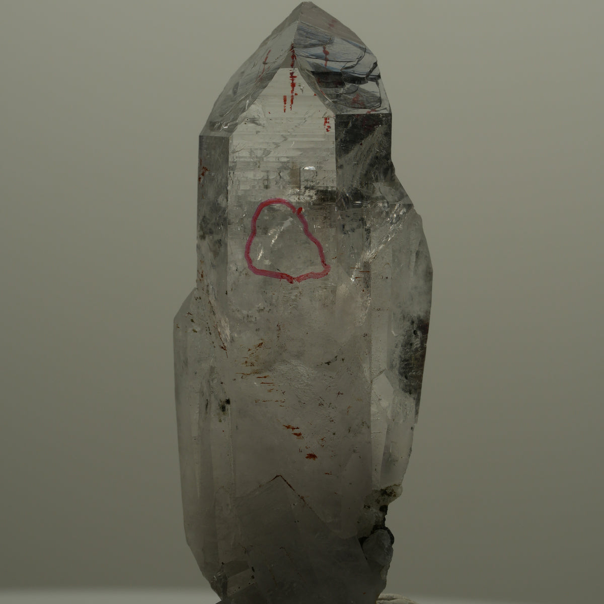 Enhydro Harlekin Lemurian Rauchquarz Spitze, 1x Blase Streep Mine, Namibia 60*20*15mm #14067