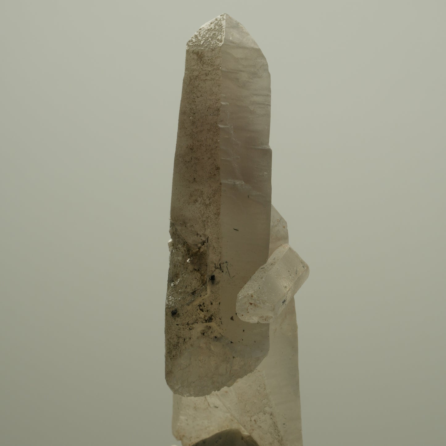 Skelett Rauchquarz Kristall Spitze mit Schörl Turmalin Erongo, Namibia 73*41*20mm #14069