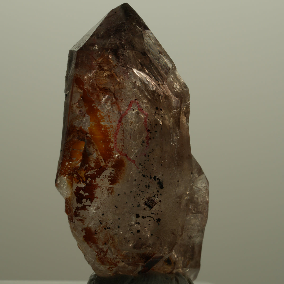Enhydro Phantom Rauchquarz Skelett Doppelender, 2x Blase Goboboseb, Namibia 47*24*18mm #14113