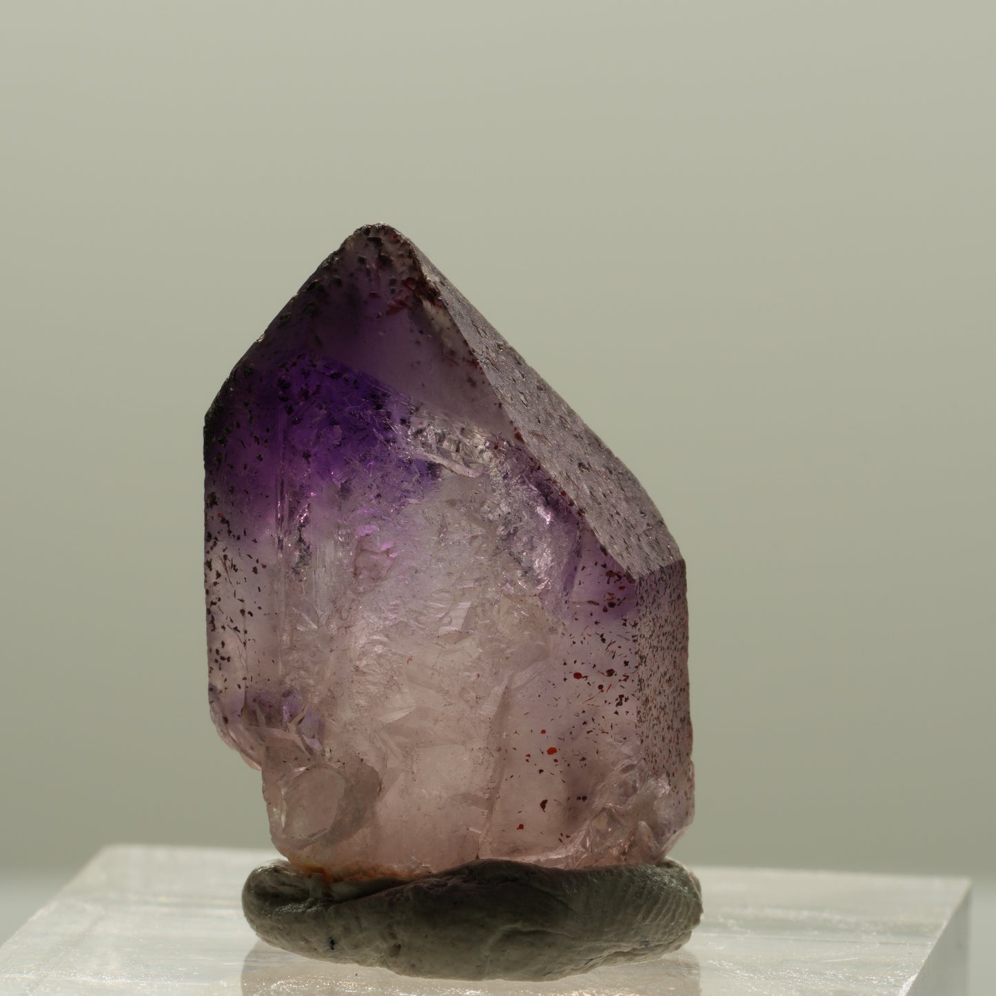 Seltene Phantom Skelett Amethyst mit Eisen Spitze Brandberg, Namibia 23*15*12mm #14128
