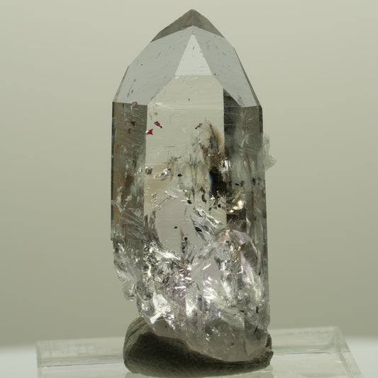 Harlekin Lemurian Phantom Amethyst mit Prehnit Streep Mine, Namibia 33*15*12mm #14351