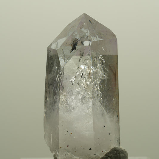 Lemurian Phantom Amethyst mit Hämatit Spitze Streep Mine, Namibia 33*15*15mm #14352